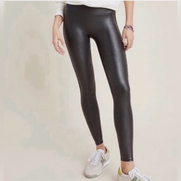 SPANX Pants - SPANX Faux Leather Black High Rise Ankle Leggings L